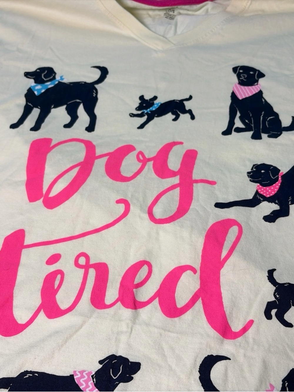 Little Blue House Women Dog Tired Sleep Shirt Beige- One Size - Picture 8 of 10